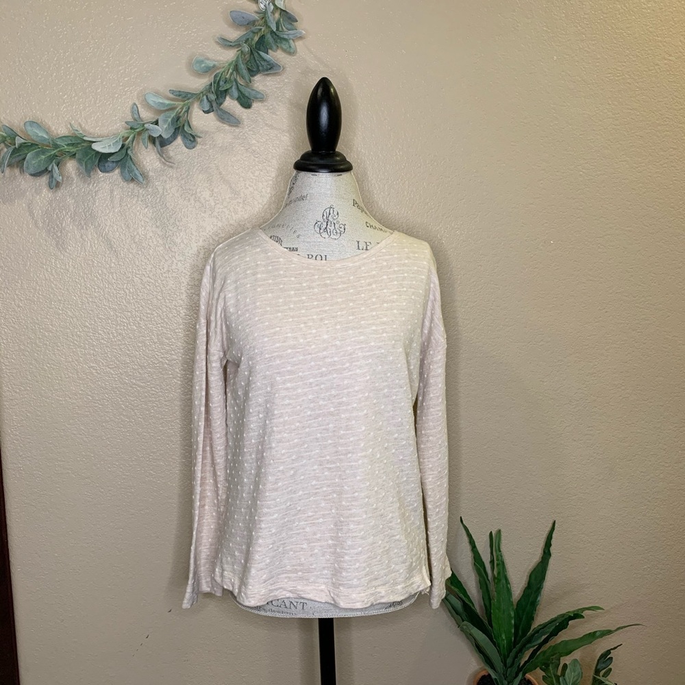 Lou & Grey ~ Cream And White Polka Dot Sweater - image 1